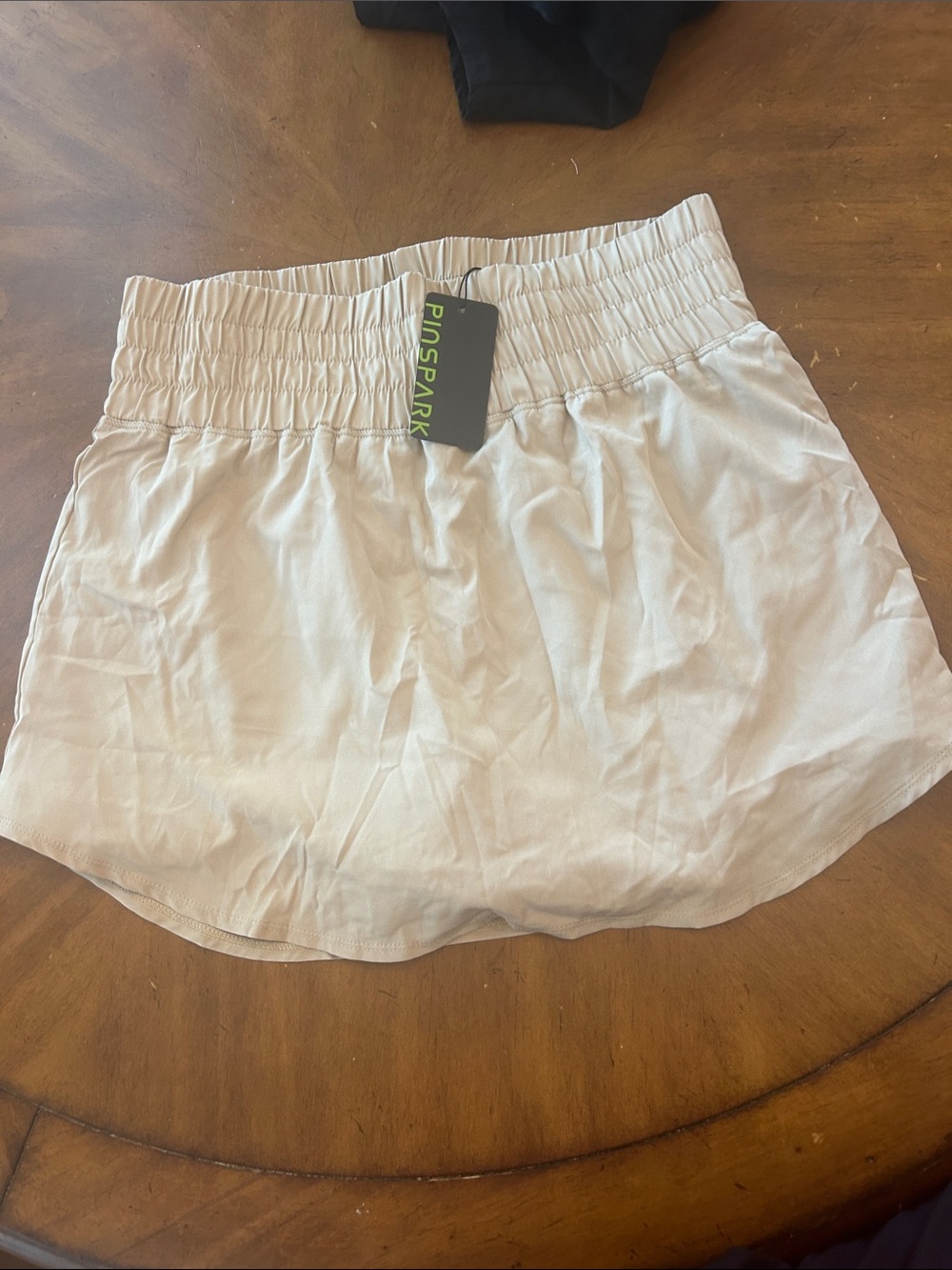Khaki PinsparkElastic-Waist Athletic Skort